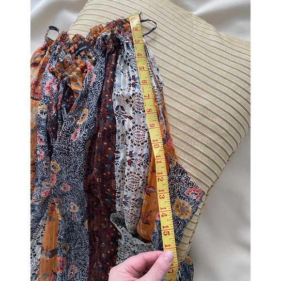 Isabel Marant Orange Printed Silk Patchwork Top, size 36 - Picture 10 of 16